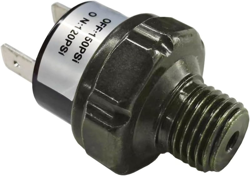 BDZMC 120-150 PSI Air Pressure Switch, 1/4" NPT Thread, DC 12V/24V, Black+Silver, ON-NONE-OFF - Image 1